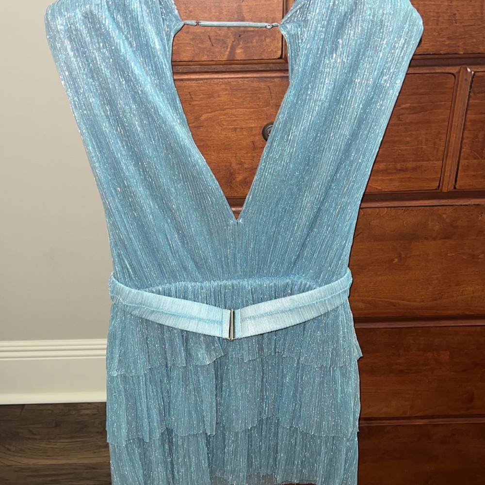 Sabina Musayev skylar pleated metallic mini dress